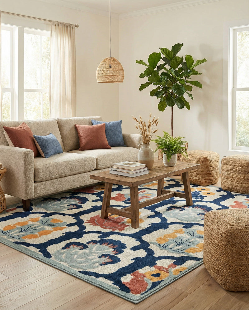 Caribbean Terrace Collection Area Rug -  Dominica Rectangle Ivory  lifestyle 9