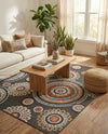 Seaside Blooms Collection Area Rug -  Eden Rectangle Black  lifestyle 24
