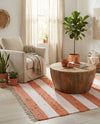 Tassel Trail Collection Area Rug - Pathway (Coral and Ivory) Square Coral and Ivory  lifestyle 53