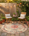 Patio Heritage Collection Area Rug -  Meadow Round Multi  lifestyle 77