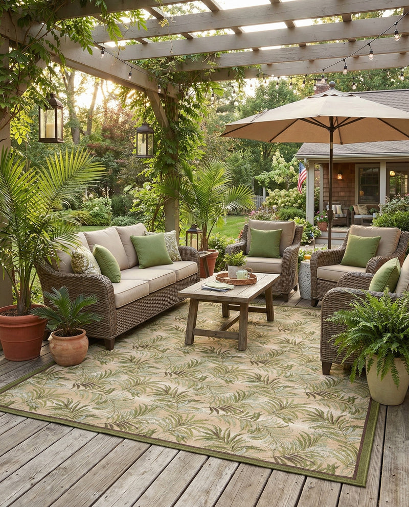 Seaside Blooms Collection Area Rug -  Verdant Rectangle Green  lifestyle 3