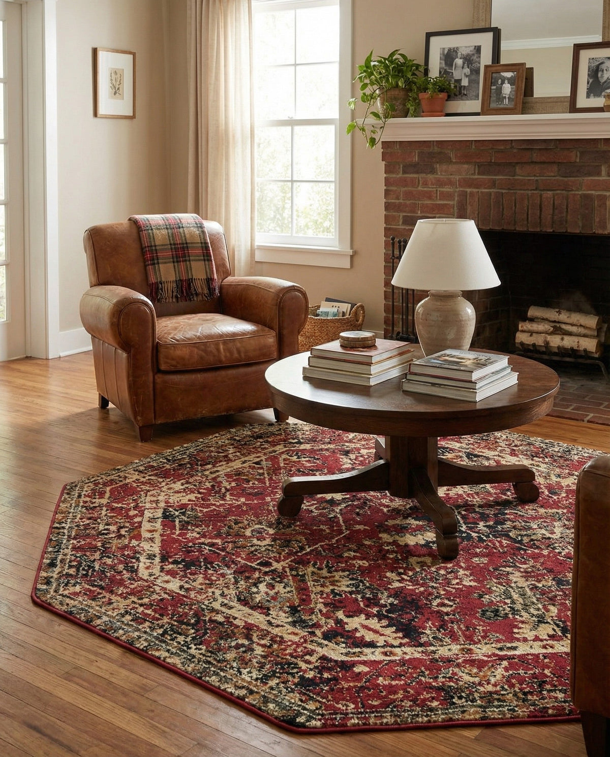 Neptune Elegance Collection Area Rug -  Galatea (Burgundy) Octagon Burgundy  lifestyle 58