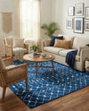 Mediterranean Lattice Collection Area Rug - Santorini (Navy Blue) Square Navy Blue  lifestyle 31