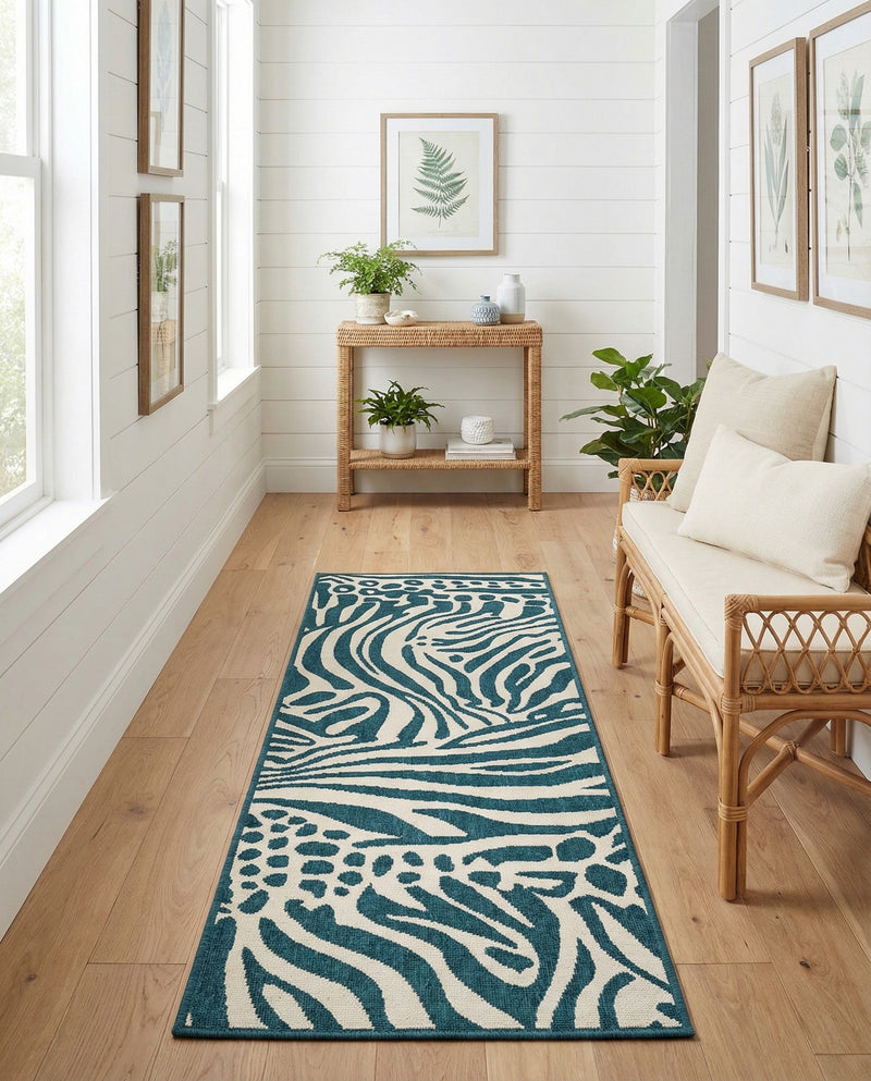 Savannah Escape Collection Area Rug -  Masai Runner Navy Blue and Ivory  lifestyle 61