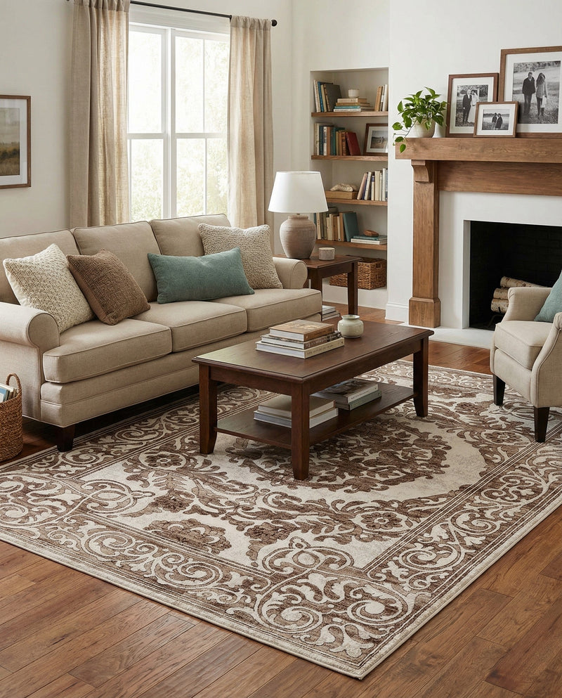 Sanctuary Retreat Collection Area Rug -  Enclave Rectangle Chocolate Brown  lifestyle 42