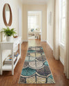 Outdoor Marrakesh Collection Area Rug -  Rabat Runner Gray Blue Ivory  lifestyle 53