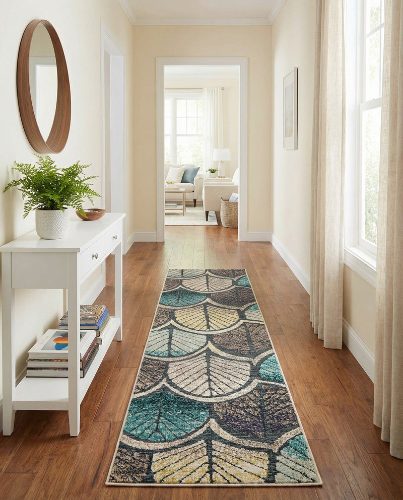 Outdoor Marrakesh Collection Area Rug -  Rabat Runner Gray Blue Ivory  lifestyle 53