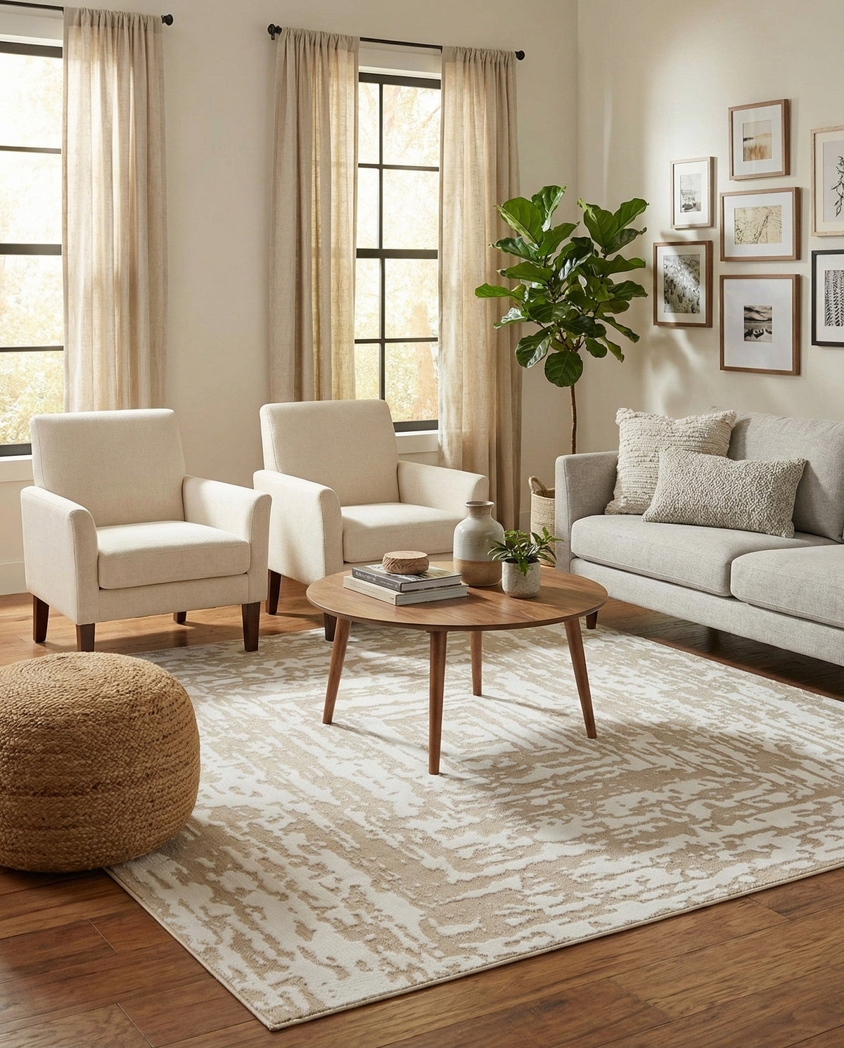 Sanctuary Retreat Collection Area Rug -  Asylum Square White Bone  lifestyle 128