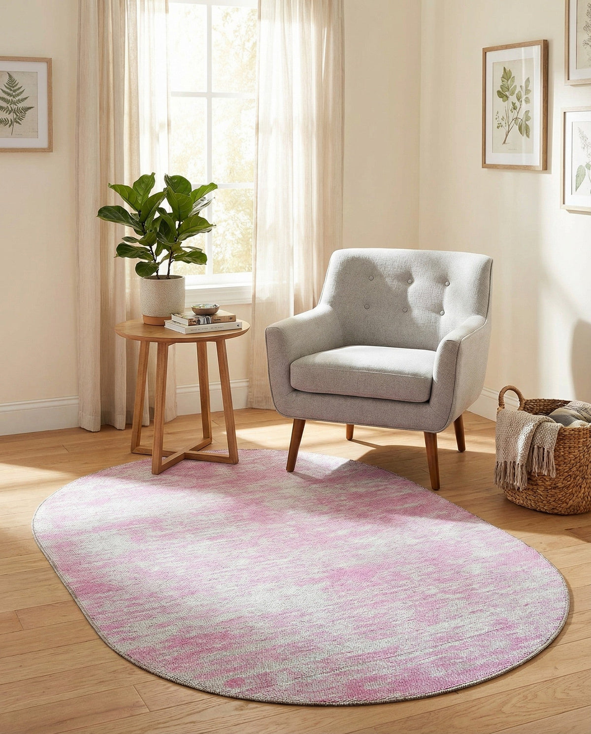 Sahara Essence Collection Area Rug - Oasis (Pink) Oval Pink  lifestyle 83