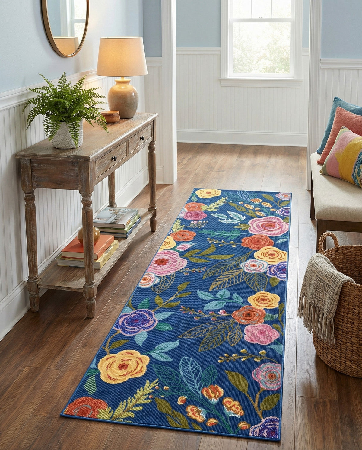 Meadow Breeze Collection Area Rug -  Petal Runner Blue  lifestyle 211