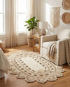 Woven Seaside Jute Collection Area Rug - Coastalhaven (Ivory) Oval Ivory  lifestyle 28