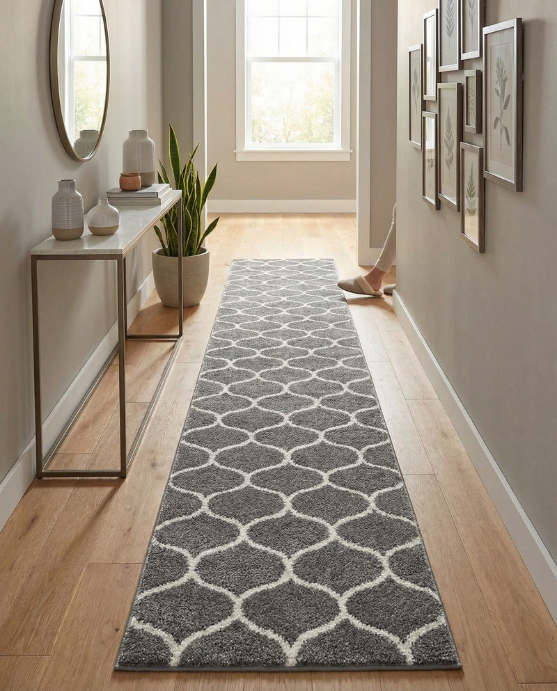 Trellis Mosaic Collection Area Rug -  Pergolatown (Dark Gray) Runner Dark Gray  lifestyle 49