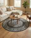 Patio Heritage Collection Area Rug - Savannah (Charcoal Gray) Round Charcoal Gray  lifestyle 75