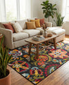Outdoor Marrakesh Collection Area Rug - Fes Rectangle Multi Black  lifestyle 55