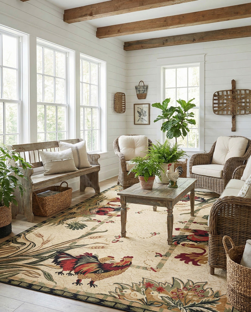 Rural Charm Collection Area Rug - Meadowbrook Rectangle Cream  lifestyle 15