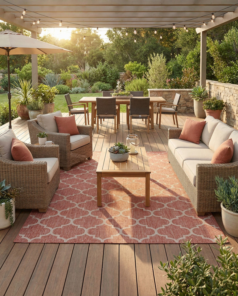 Savannah Pergola Collection Area Rug - Arbor (Rust Red) Rectangle Rust Red  lifestyle 5