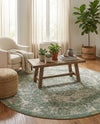 Savannah Soiree Collection Area Rug -  Everglade (Green) Round Green  lifestyle 77