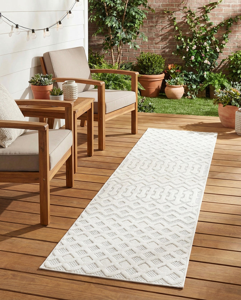 Garden Lattice Charm Collection Area Rug -  Pergola (Ivory) Runner Ivory  lifestyle 55