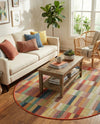 Coastal Terrace Collection Area Rug -  Harbor Round Multi  lifestyle 56