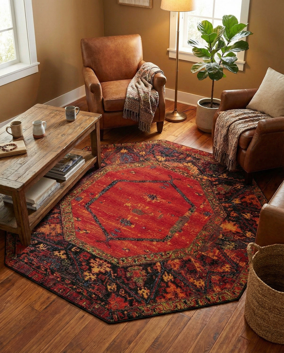 Safari Escape Rugs Collection Area Rug - Serengeti Octagon Multi  lifestyle 101