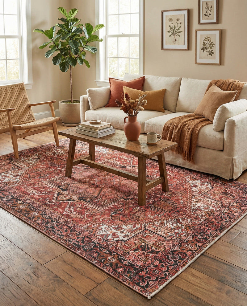 Bazaar Chic Collection Area Rug -  Essaouira Rectangle Rust Red  lifestyle 20
