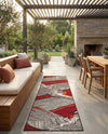 Urban Terrace Collection Area Rug -  Porch Runner Red and Black  lifestyle 44