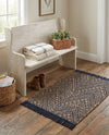 Woven Seaside Jute Collection Area Rug - Oia Rectangle Navy Blue and White  lifestyle 45