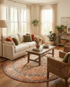 Seville Stripes Collection Area Rug - Cadiz (Brick Red) Oval Brick Red  lifestyle 71