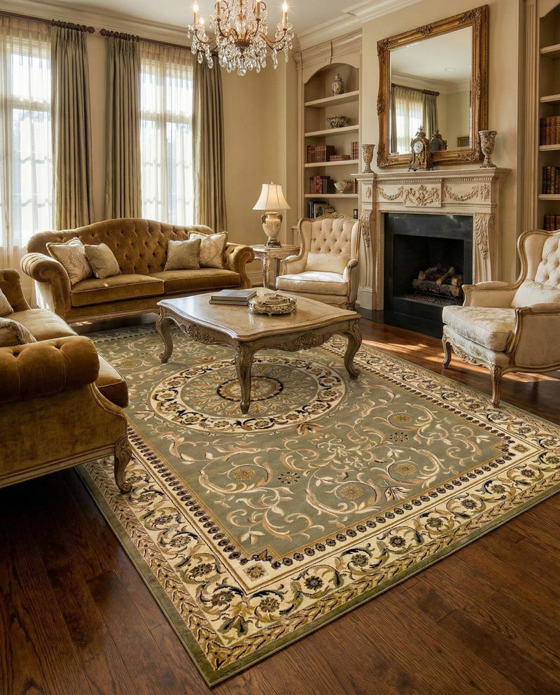 Versailles Elegance Collection Area Rug -  Montreuil Rectangle Light Green  lifestyle 22