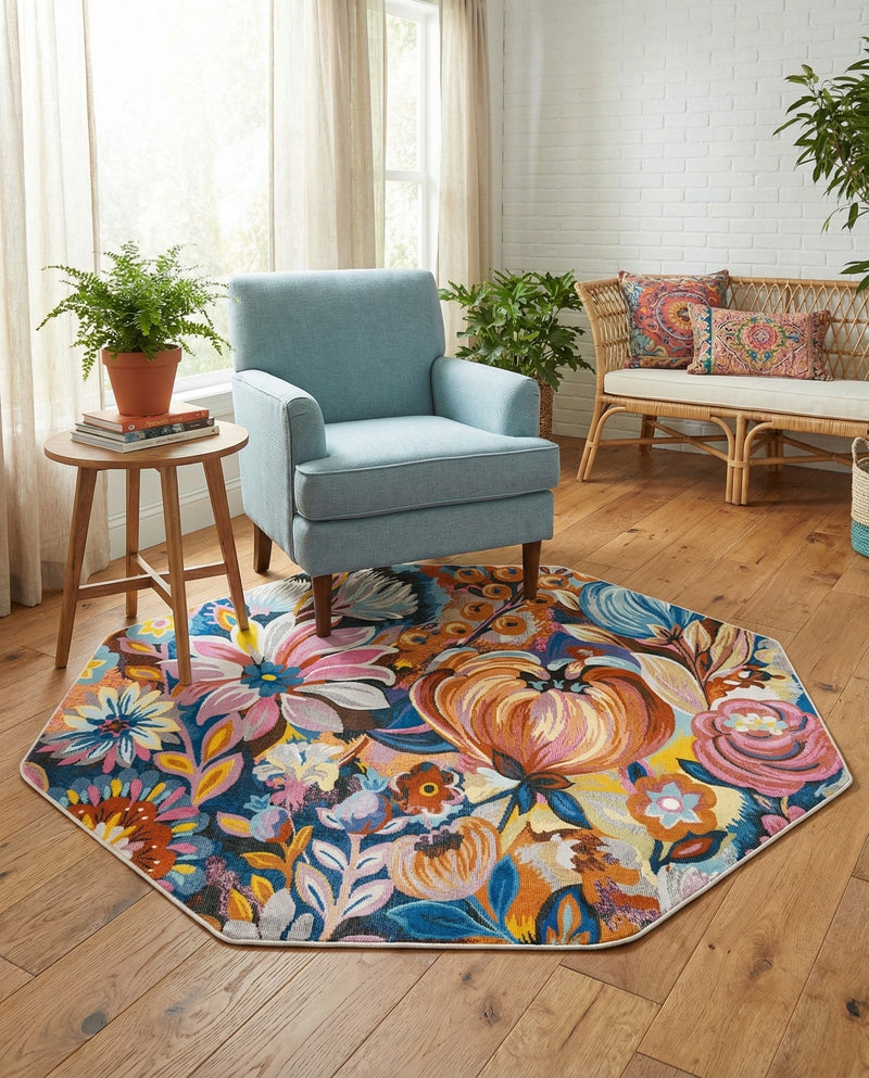 Meadow Breeze Collection Area Rug -  Daffodil Octagon Multi  lifestyle 52