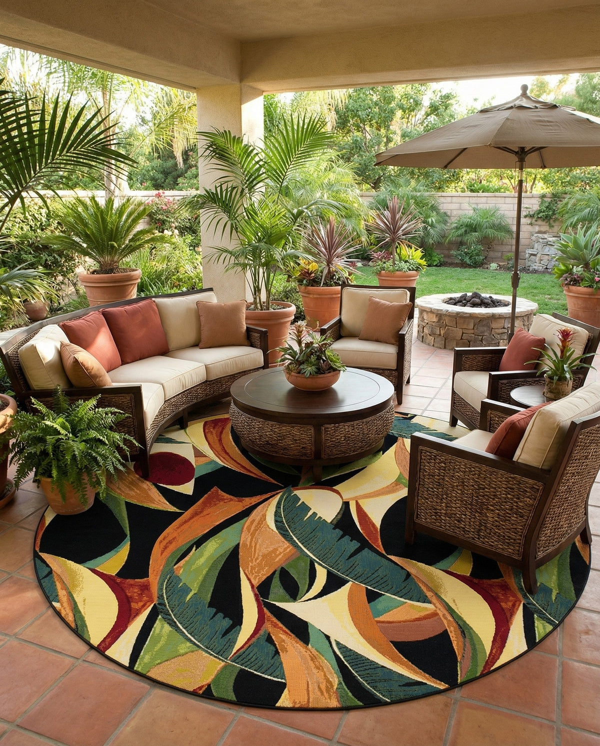 Seaside Blooms Collection Area Rug -  Tivoli Round Multi  lifestyle 93