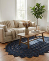 Woven Seaside Jute Collection Area Rug - Coastalhaven (Navy Blue) Oval Navy Blue  lifestyle 28