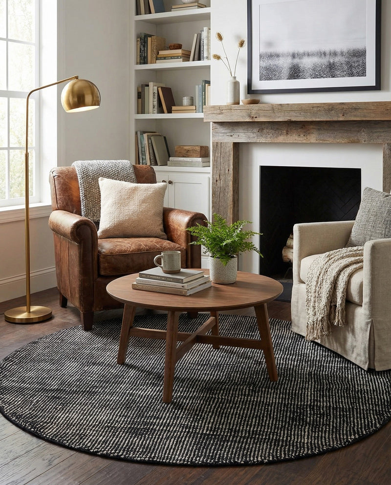 Berkshire Estate Collection Area Rug - Windsor (Blackberry) Round Blackberry  lifestyle 65