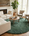 Eternal Plush Oasis Collection Area Rug -  Tranquility (Forest Green) Round Forest Green  lifestyle 36