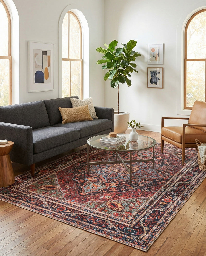 Heritage Elegance Collection Area Rug -  Schonbrunn Rectangle Burgundy  lifestyle 9