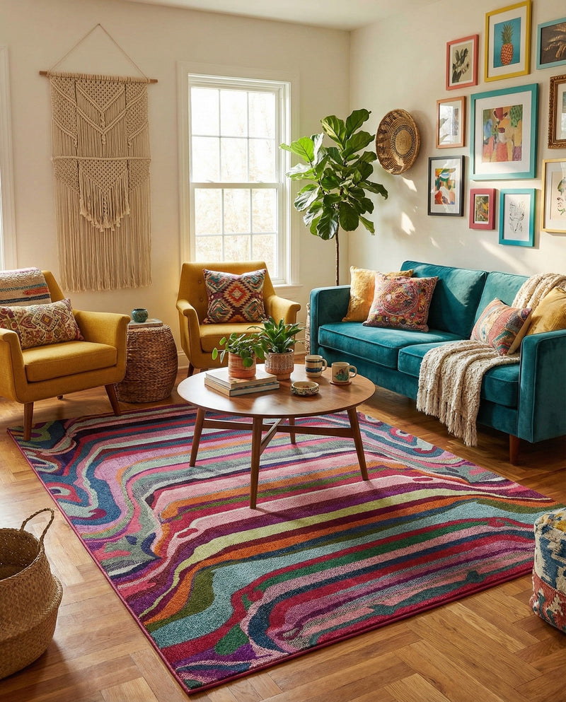 Chromatic Oasis Collection Area Rug -  Dapple Rectangle Multi  lifestyle 5