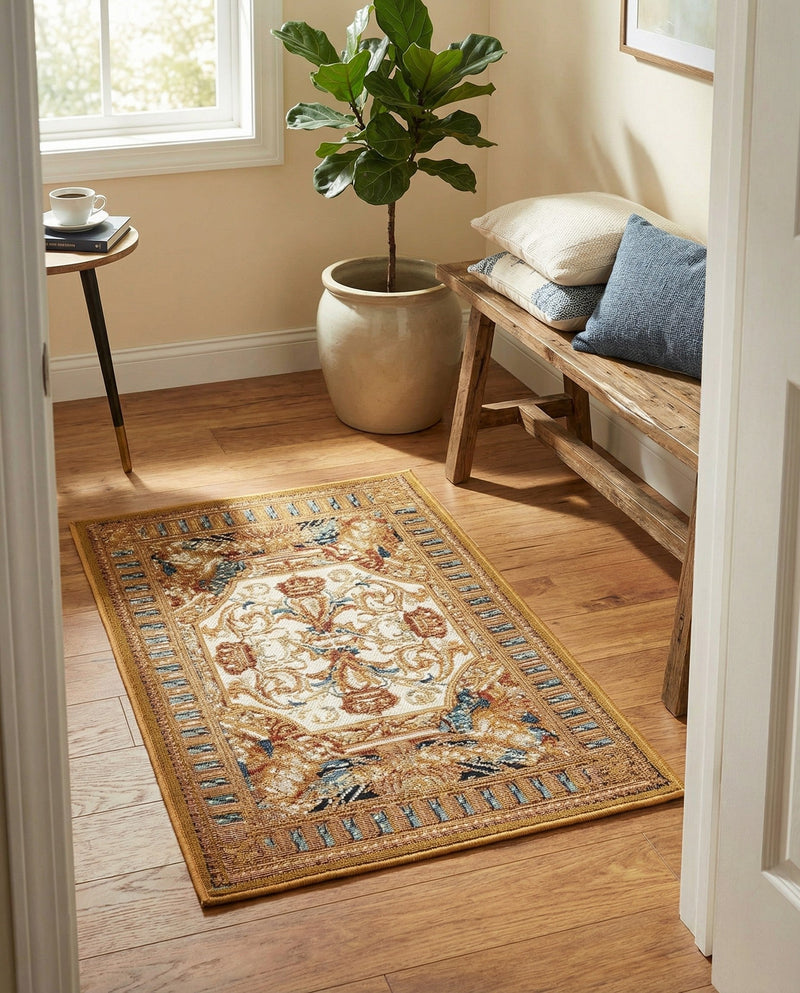 Patio Heritage Collection Area Rug - Veranda Rectangle Black Gold Brown  lifestyle 6