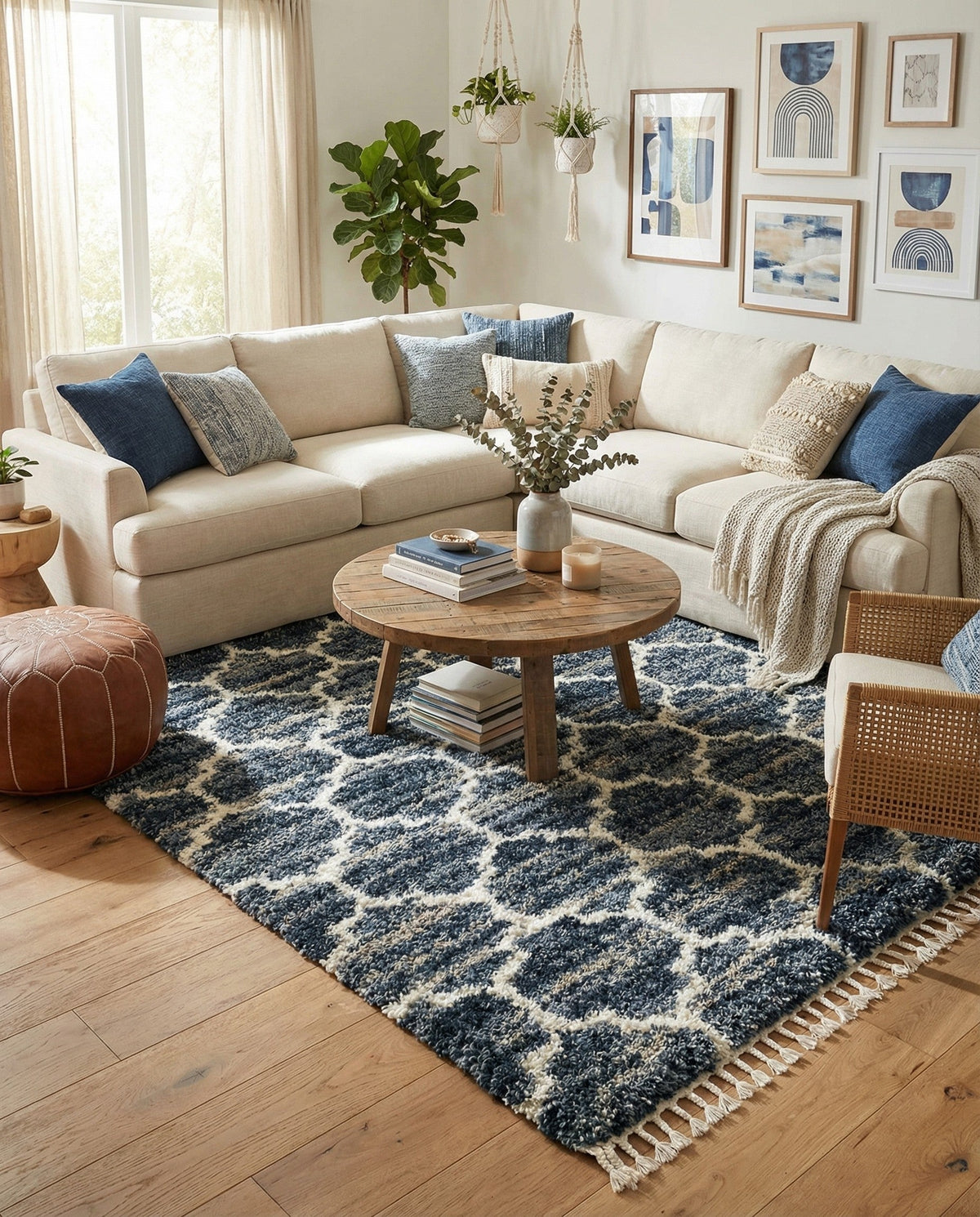 Cozy Cove Shag Collection Area Rug - Marina Square Blue  lifestyle 137
