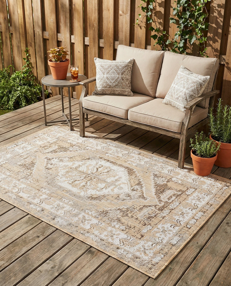Patio Heritage Collection Area Rug -  Augusta (Natural) Rectangle Natural  lifestyle 26