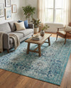 Chateau Elegance Collection Area Rug -  Louvre Rectangle Light Blue  lifestyle 46