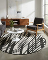Urban Terrace Collection Area Rug -  Queens Round Black and White  lifestyle 71