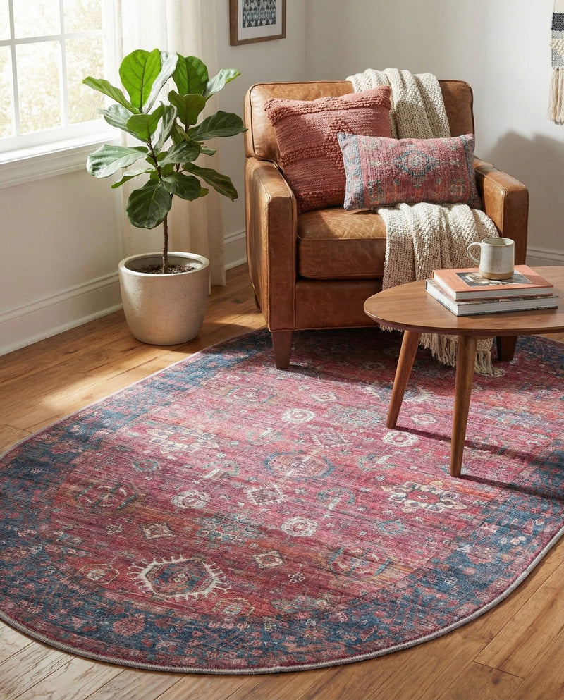 Zahara Oasis Collection Area Rug -  Ouarzazate Oval Antique Red  lifestyle 65