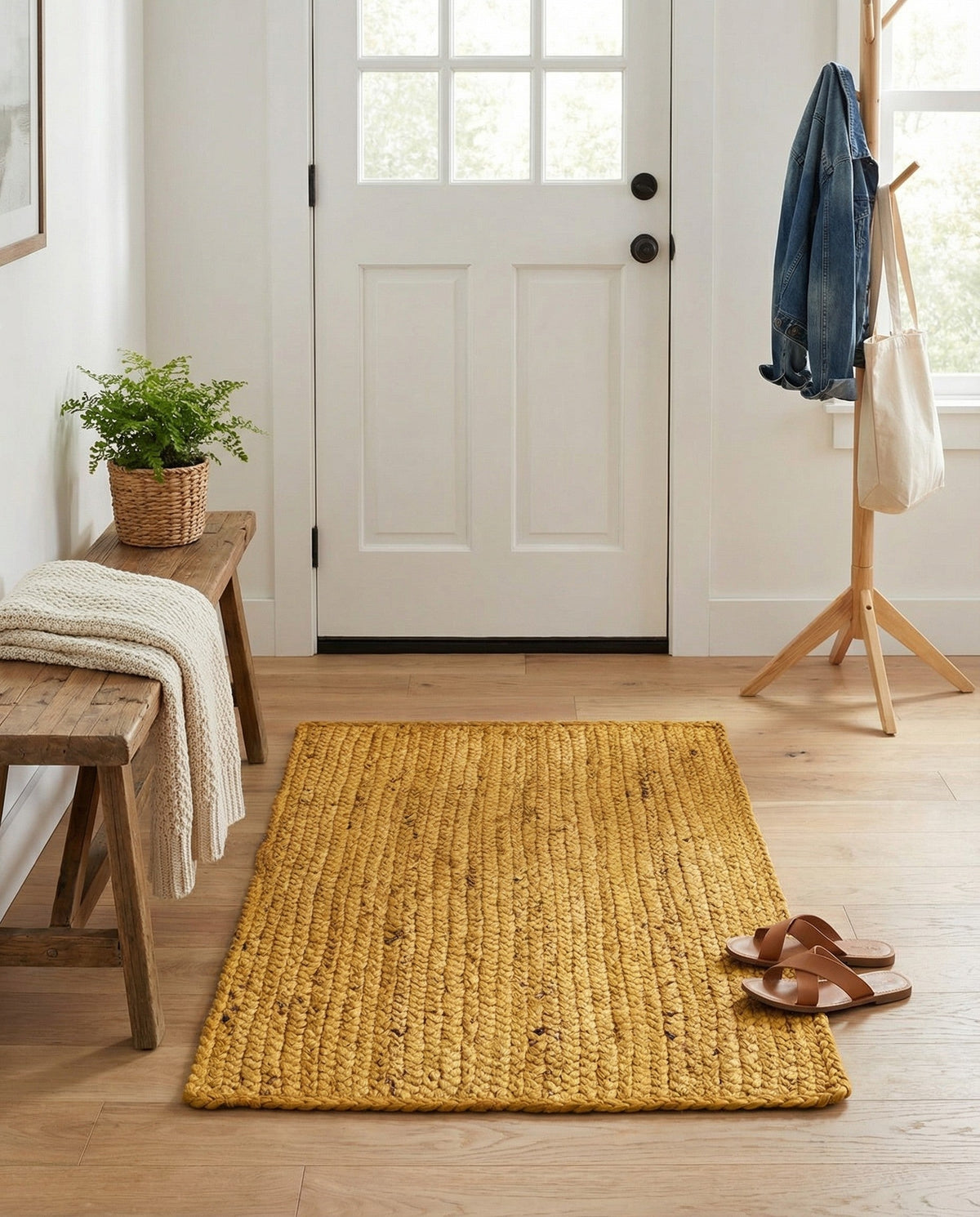 Woven Seaside Jute Collection Area Rug - Savannah (Yellow) Rectangle Yellow  lifestyle 27