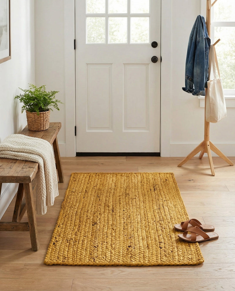 Woven Seaside Jute Collection Area Rug - Savannah (Yellow) Rectangle Yellow  lifestyle 27