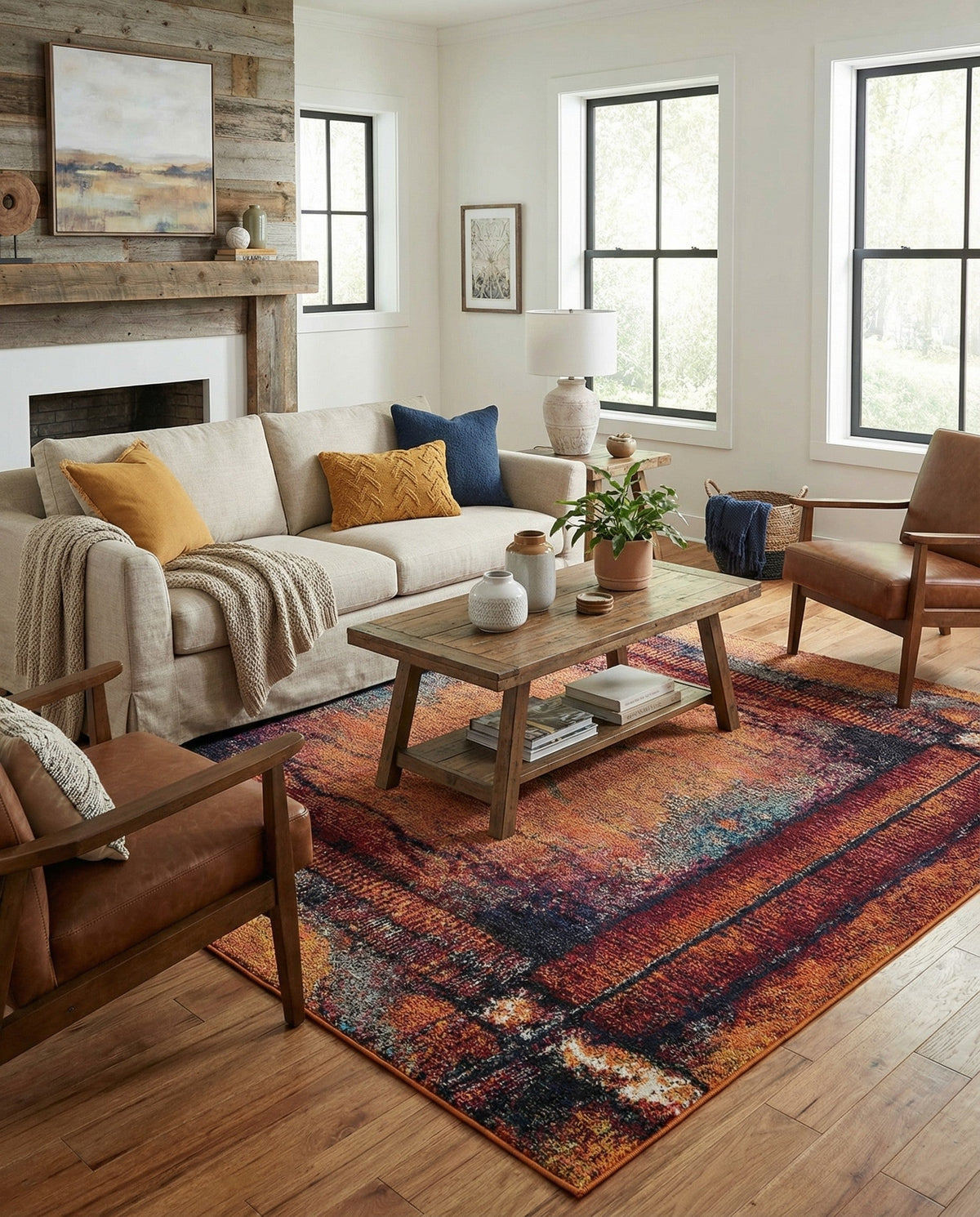 Marrakesh Elegance Collection Area Rug -  Sijilmasa Square Orange  lifestyle 67