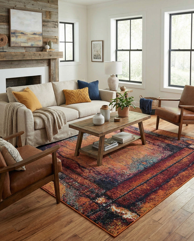 Marrakesh Elegance Collection Area Rug -  Sijilmasa Square Orange  lifestyle 67