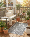 Patio Heritage Collection Area Rug -  Asheville Rectangle White and Black  lifestyle 21