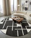 Urban Terrace Collection Area Rug -  Parkside Round Black and White  lifestyle 64