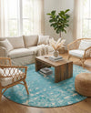 Brighton Stripes Collection Area Rug - Sussex (Light Blue) Round Light Blue  lifestyle 47