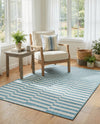 Seaside Stripes Collection Area Rug - Cabana (Light Aqua) Rectangle Light Aqua  lifestyle 14